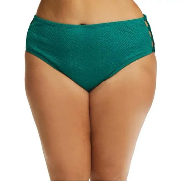 TIME & TRU Women’s Lattice Plus Side Bikini Swim Bottom Size 3X 
(24W-26W) Green - Picture 1 of 12